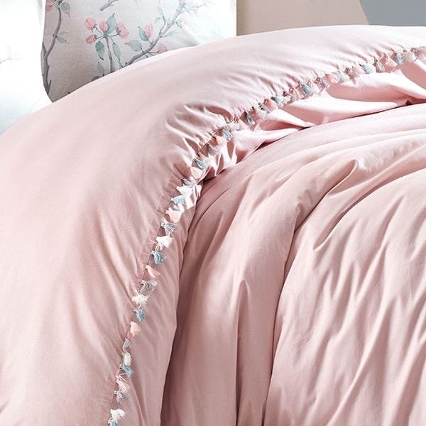 Nova Home Linda Duvet Cover Set With Tassels – 100% Cotton – Single/Twin – 3 Pcs – Pudra product thumbnail 4