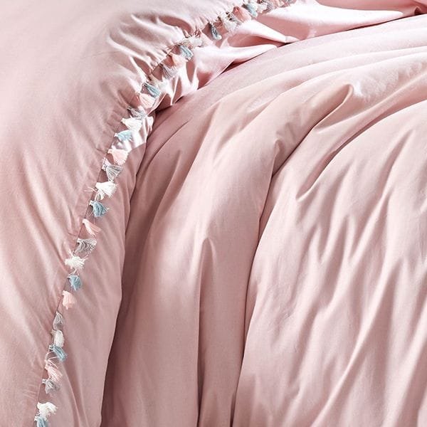 Nova Home Linda Duvet Cover Set With Tassels – 100% Cotton – Single/Twin – 3 Pcs – Pudra product thumbnail 6