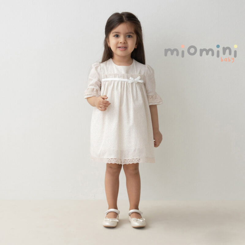 Miomini Floral Print Baby Girl Dress, (4304), Brown, 9 Months