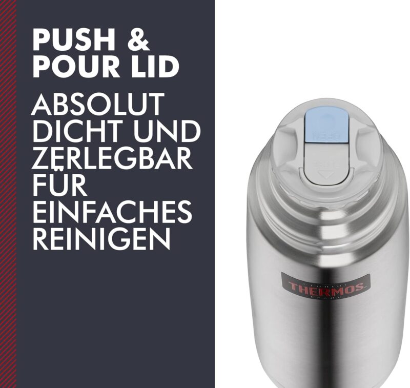 ⁦Thermos Light Vacuum Flask 1 L, Grey⁩ - الصورة ⁦3⁩