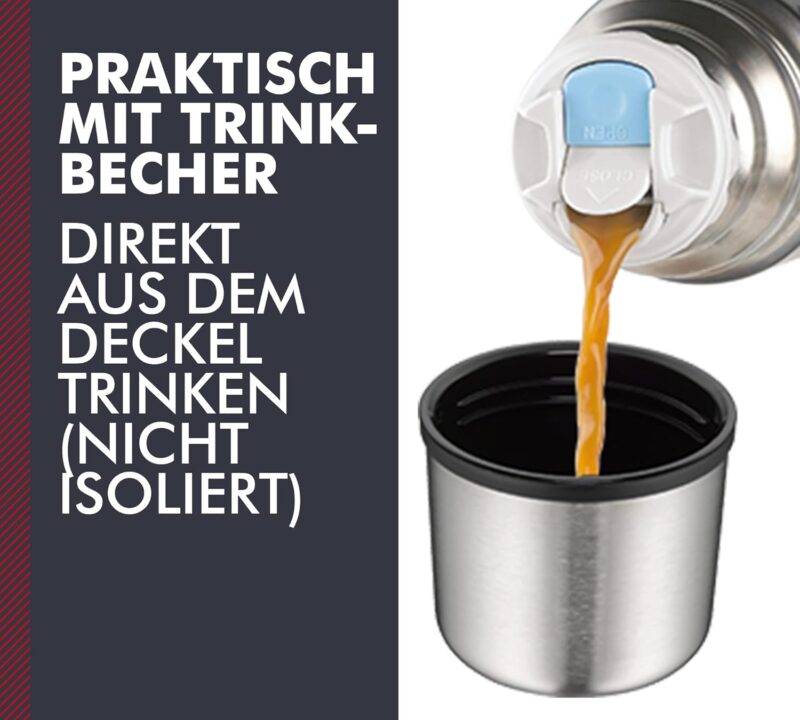 ⁦Thermos Light Vacuum Flask 1 L, Grey⁩ - الصورة ⁦4⁩