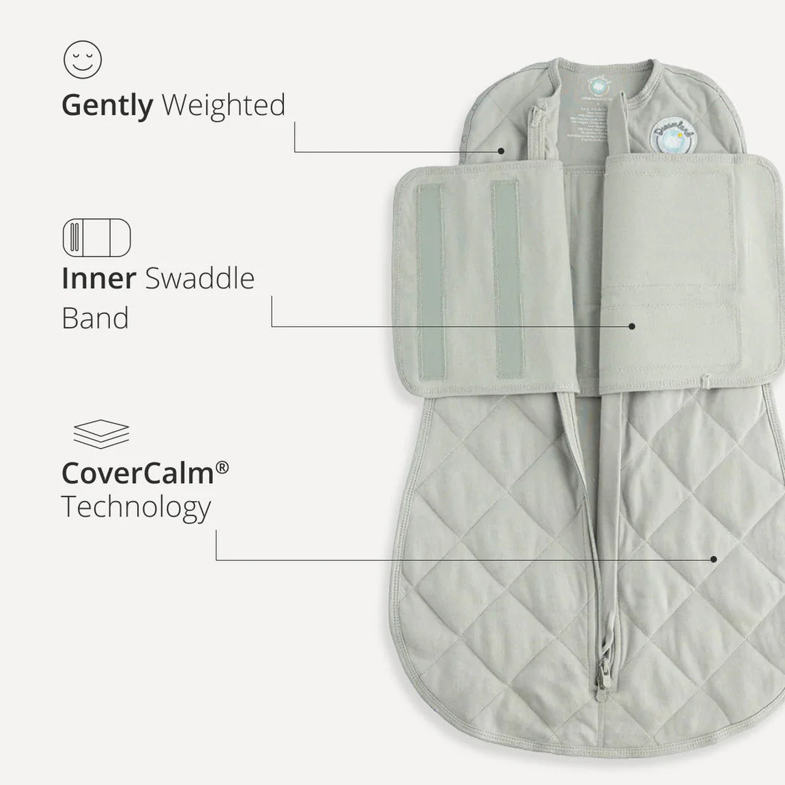 Dream Weighted Sleep Swaddle, Moon Grey, 0-6 Months product thumbnail 5