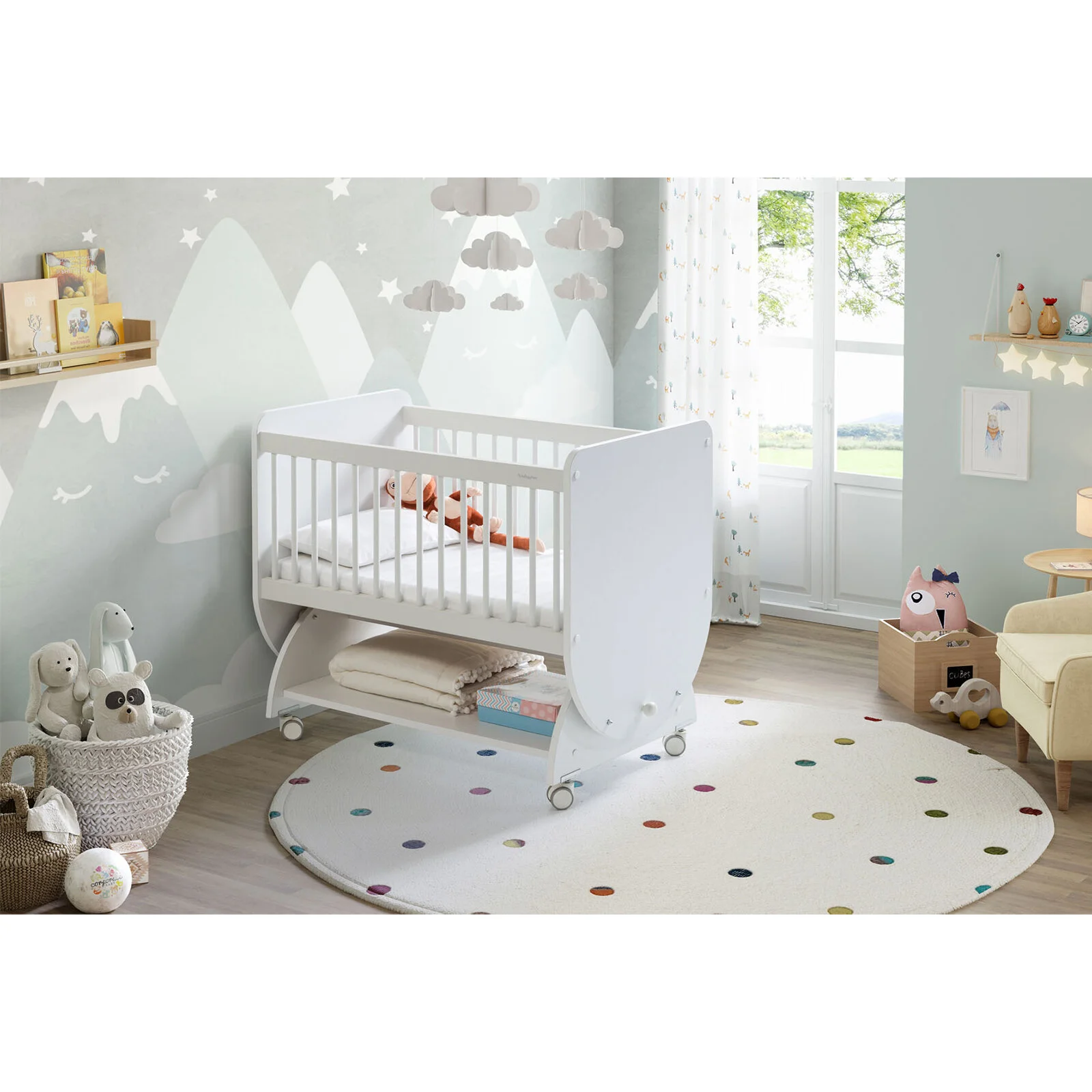 BabyWhen Swinging Wheeled Cradle 50×90, White (BW1030) product thumbnail 2