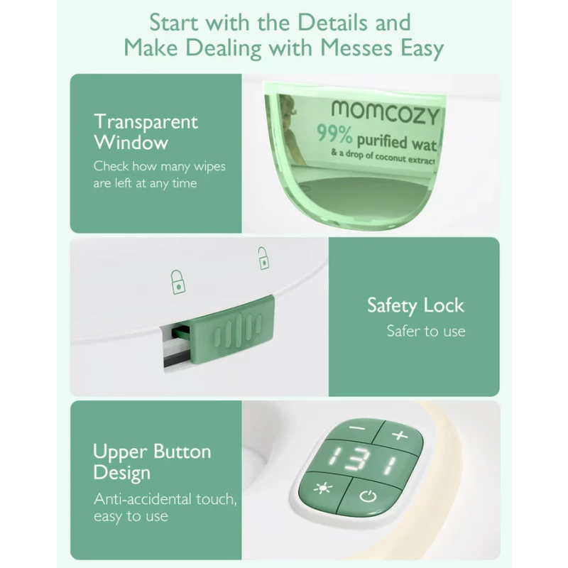 Momcozy Large Capacity Baby Wipe Warmer, White product thumbnail 3
