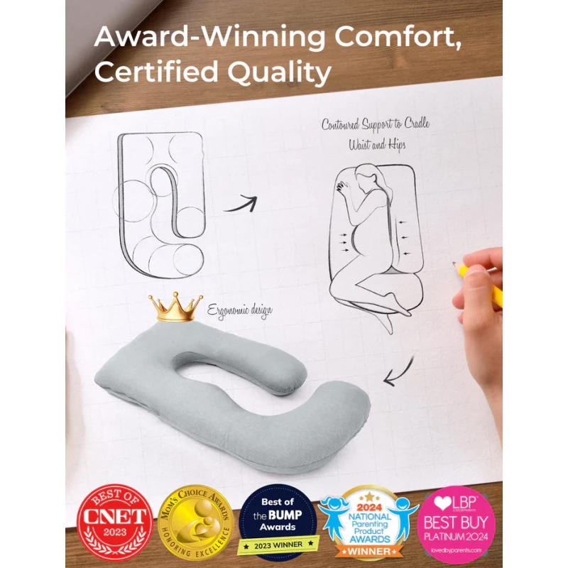 Momcozy U-Shaped Cooling Fabric Pregnancy Pillow product thumbnail 5