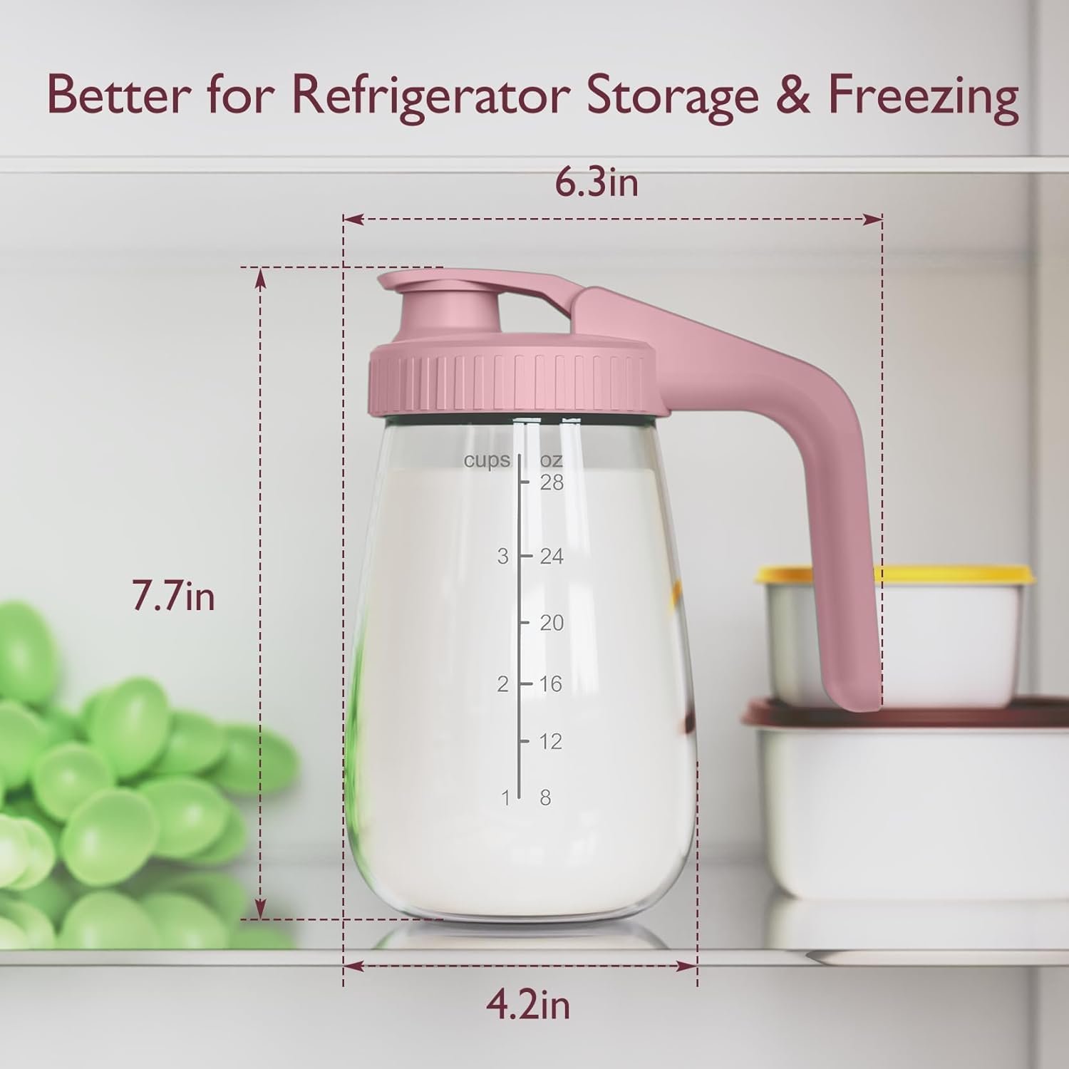 Momcozy Breast Milk Storage Glass Container (32oz), Pink product thumbnail 3