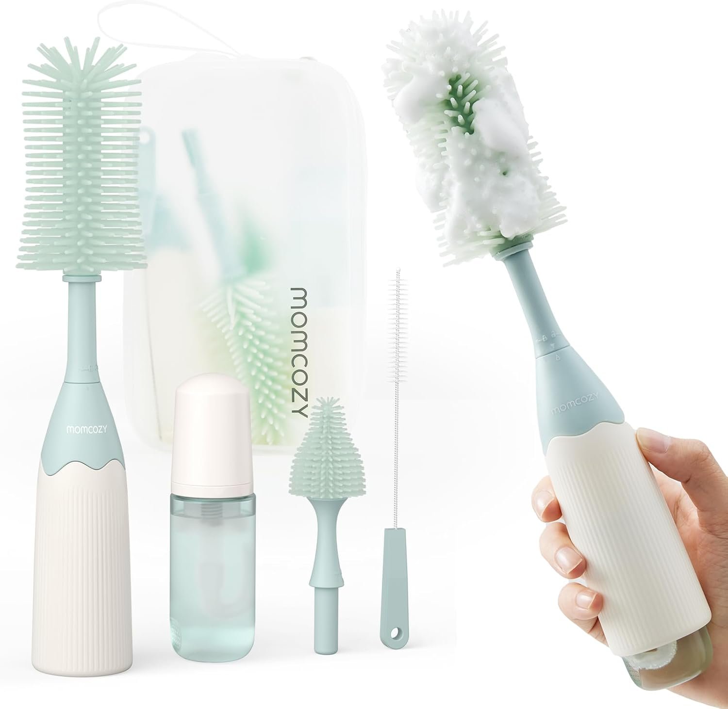 Momcozy Bottle Brush Kit, Innovative Push-Press Design for Better Cleaning