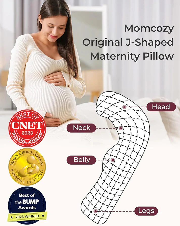 Momcozy J-Shaped Maternity Body Pillow (Grey) product thumbnail 3