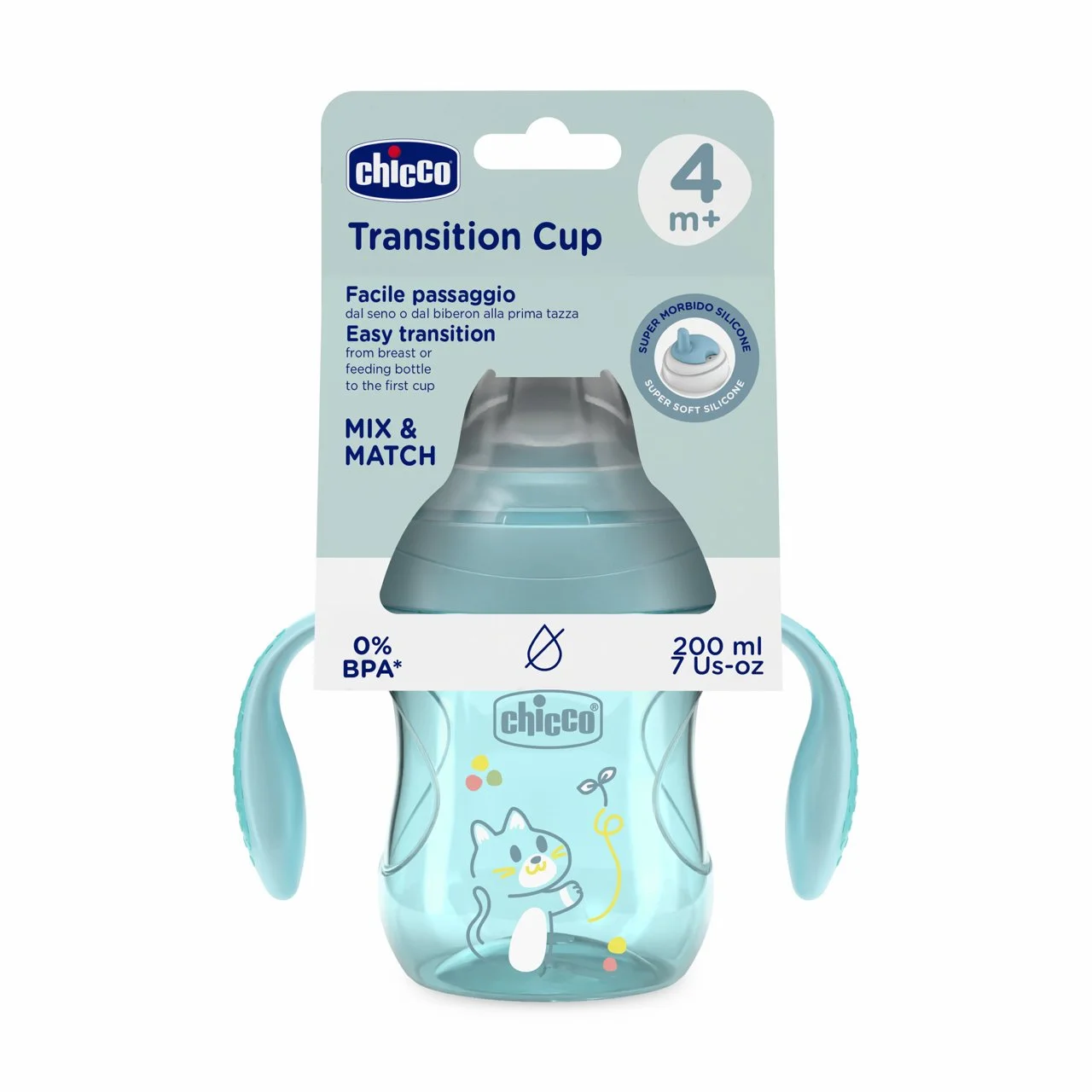 Chicco Transition Cup 4m+ Training Cup with Handles Teal 200 Ml product thumbnail 2