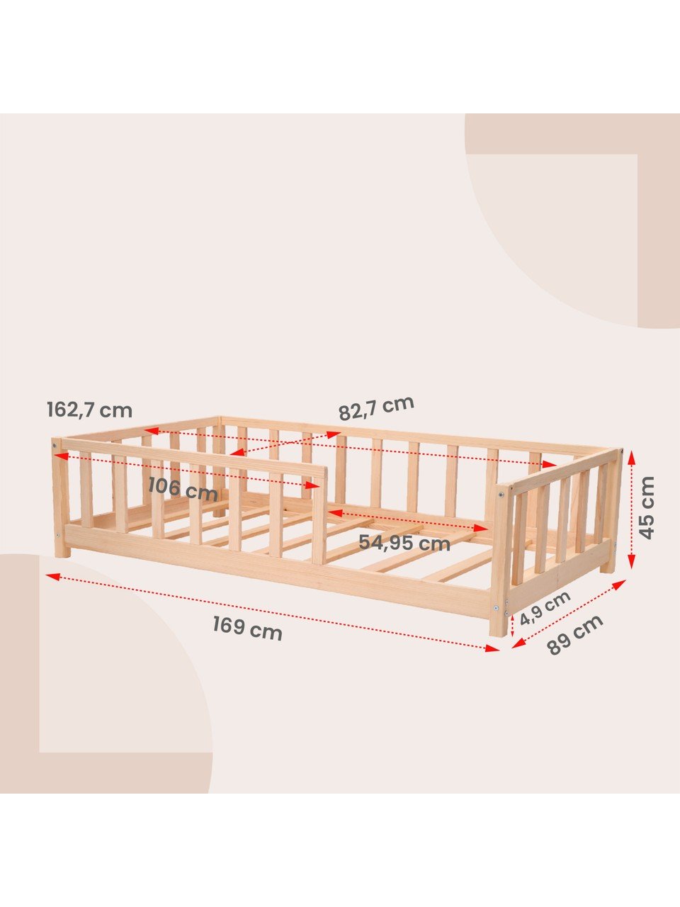 Kukka Natural Wood Floor Bed, 80×160 product thumbnail 4