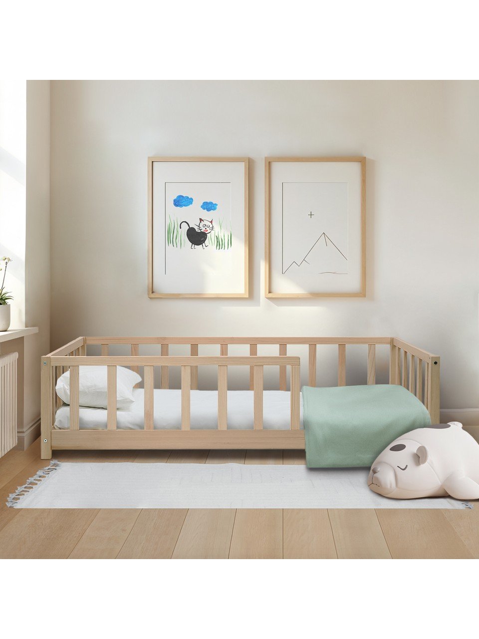 Kukka Natural Wood Floor Bed, 80×160 product thumbnail 3