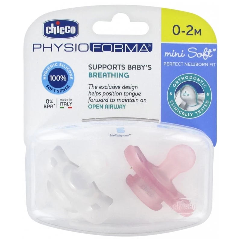 Chicco Pacifier Physio Mini Soft Silicone For Girls, 0-2 Months product thumbnail 2