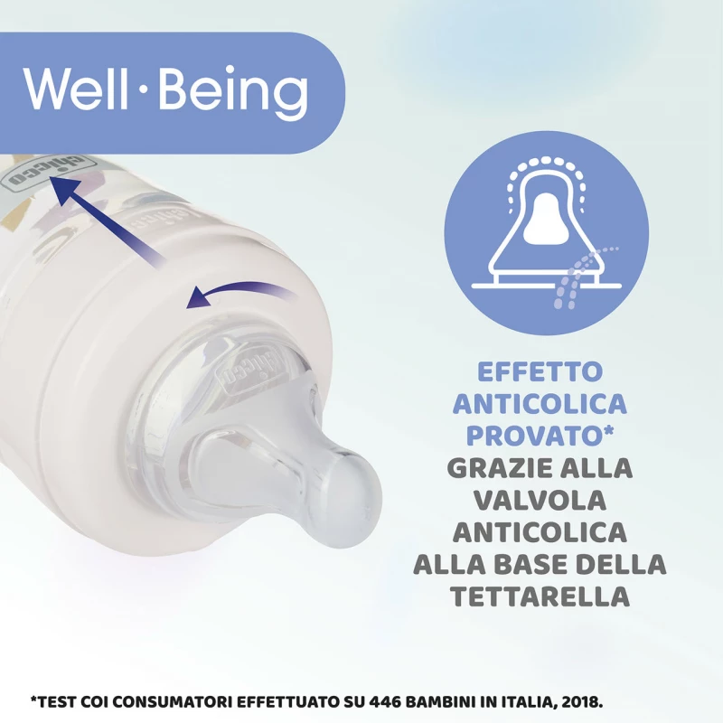 Chicco Well-being Colors Baby Bottle Boy 2 M+ 250 Ml product thumbnail 4