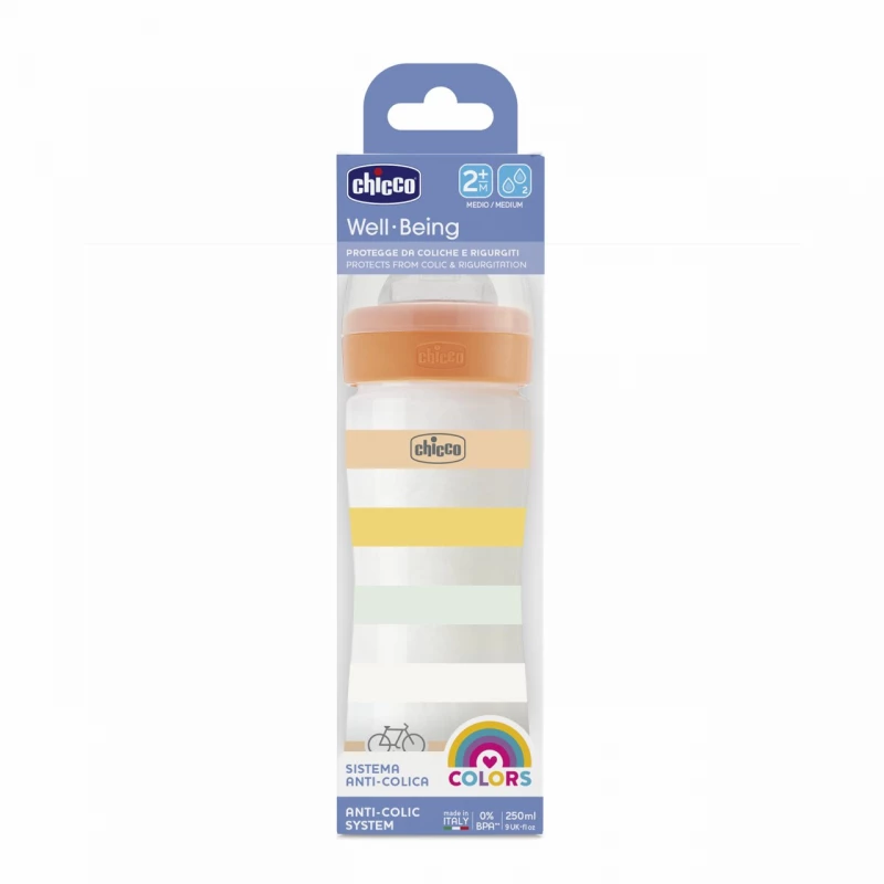 Chicco Well-being Colors Baby Bottle Universal 2 M+ 250 Ml product thumbnail 2