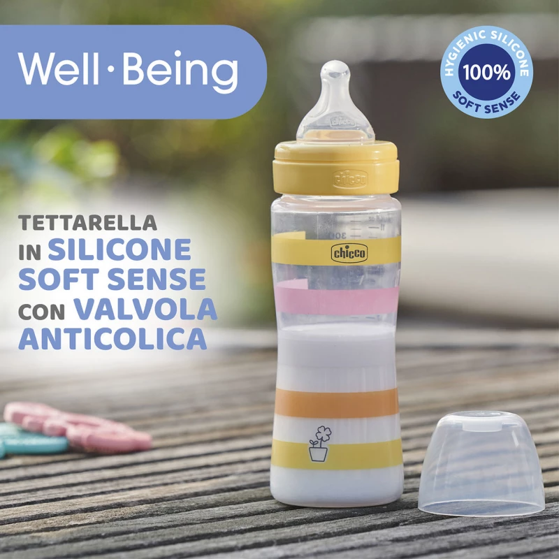 Chicco Well-Being Bottle Silicone 4M+ Yellow 330 Ml product thumbnail 2