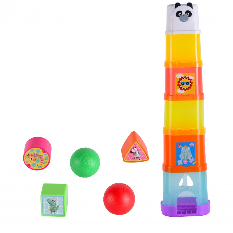 Infunbebe Drop ‘n Roll Stacking Blocks Blocks Set for Kids 12 Pieces