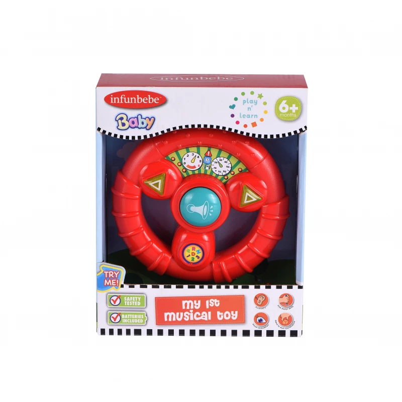 Infunbebe Baby Steering Wheel (Red) – Interactive Toy for Toddlers