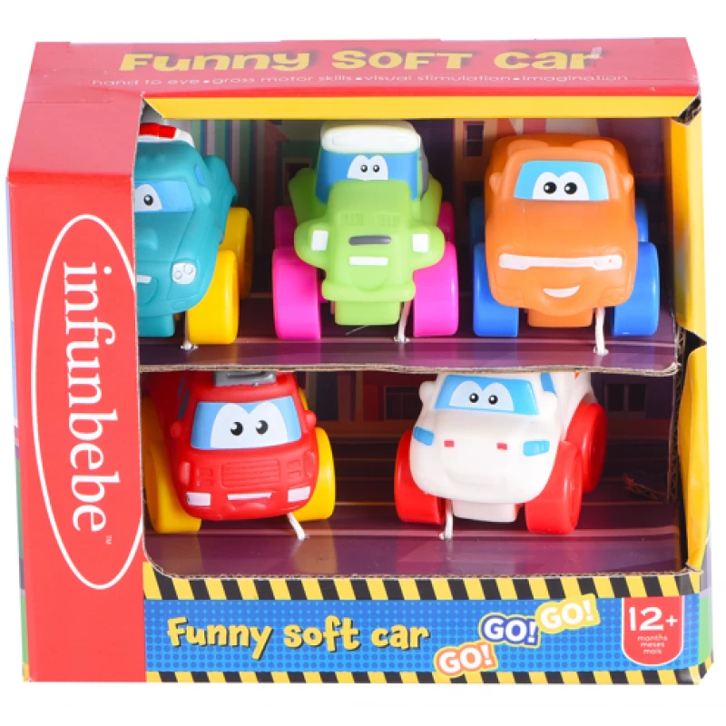 Infunbebe Cartoon Diecast Toy Cars 6-Piece Set for Kids Ages 2-13