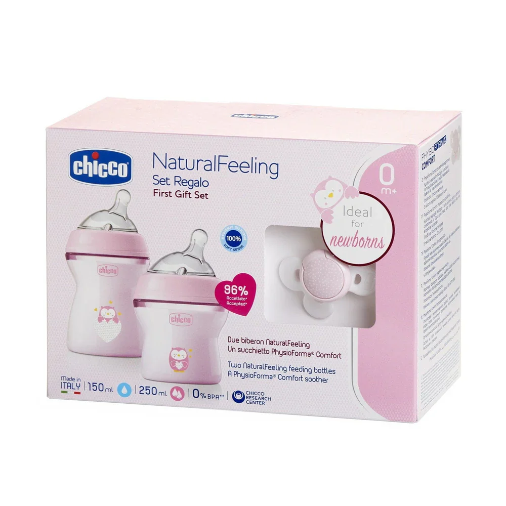 Chicco Natural Baby Feeling 2-Piece Bottle With Teether Gift Set – Pink product thumbnail 3