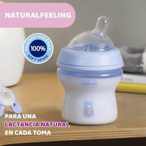 Chicco Natural Baby Feeling 2-Piece Bottle With Teether Gift Set – Blue (Bear) product thumbnail 4