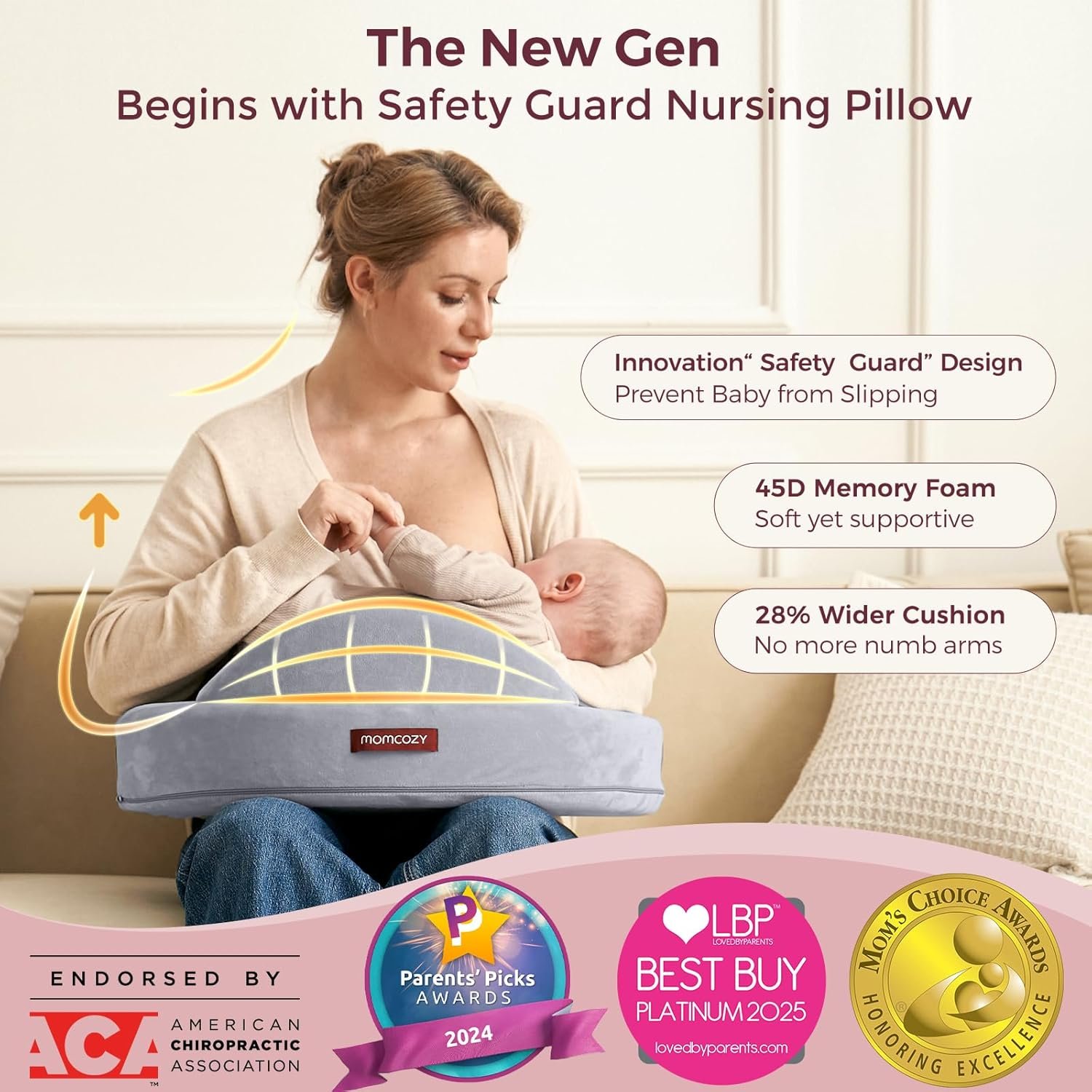 Momcozy Exclusive Memory Foam Nursing Pillow – Grey product thumbnail 4