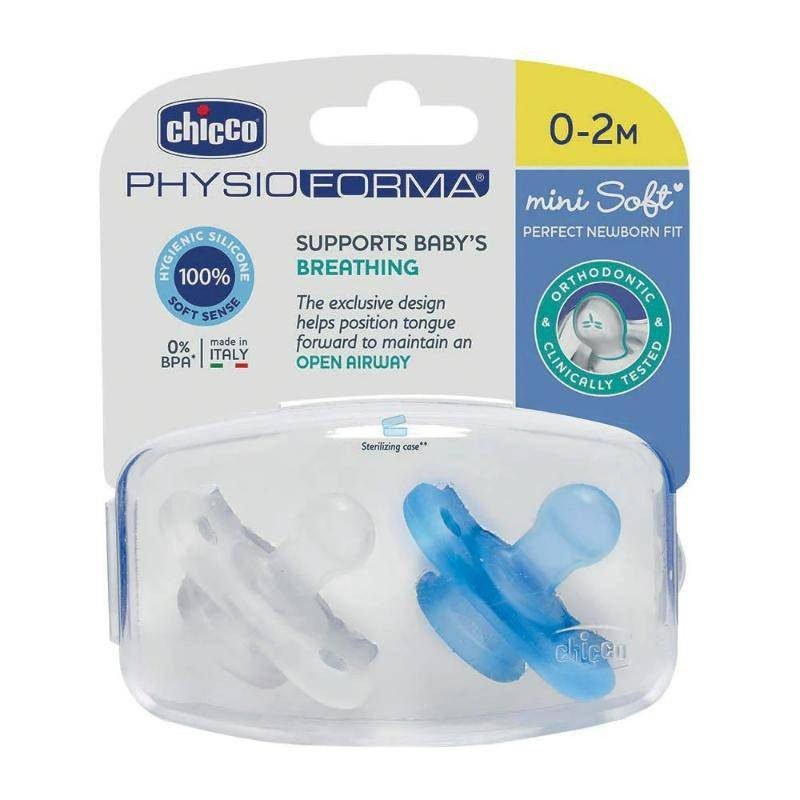 Chicco Pacifier Physio Mini Soft Silicone For Boys, 0-2 Months product thumbnail 2