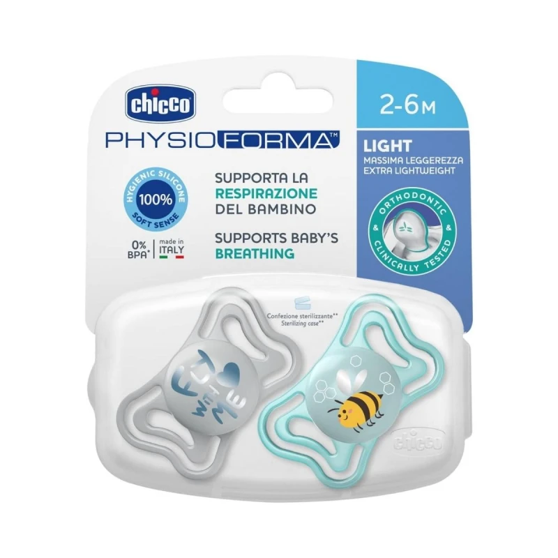 Chicco Physio Forma Light Silicone Pacifier Light Blue 2-6m 2pcs product thumbnail 2