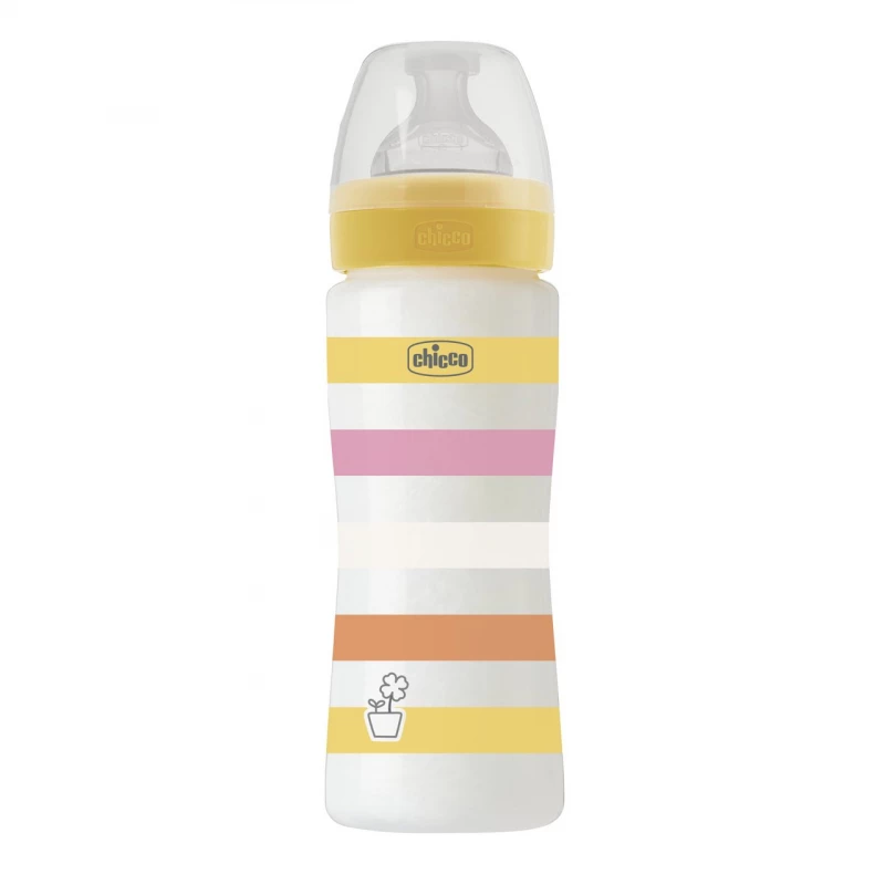 Chicco Well-Being Bottle Silicone 4M+ Yellow 330 Ml