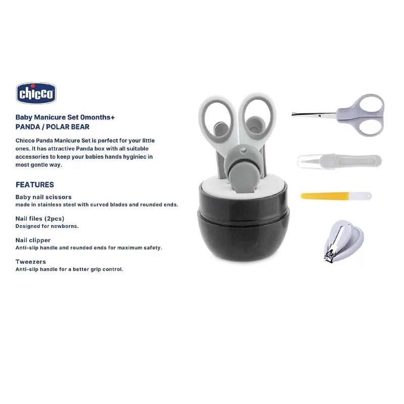Chicco Manicure Set Panda Stainless Steel Black/white 5-piece product thumbnail 3