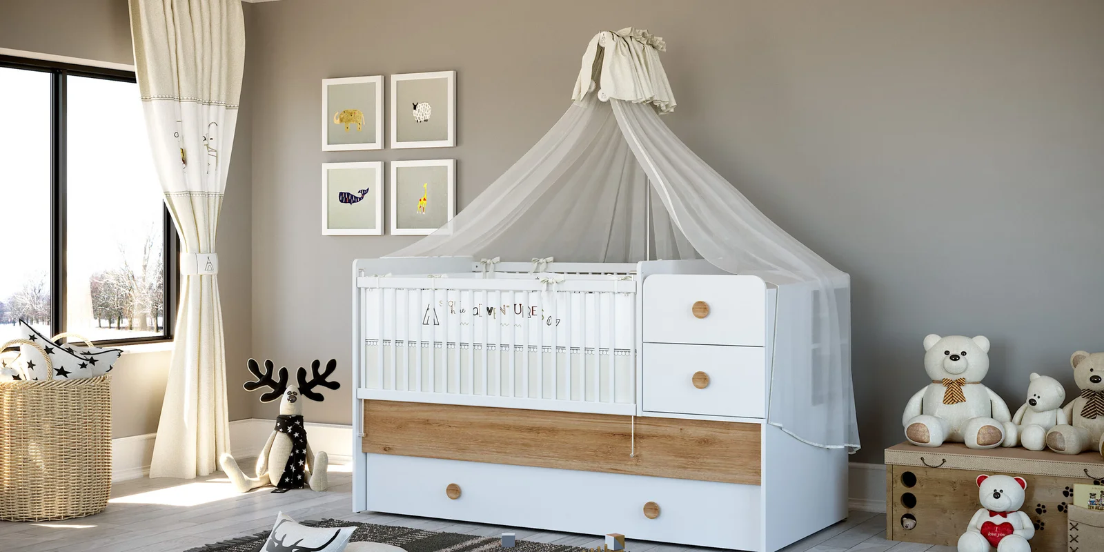 Almila Babycute Convertible Baby Bed With Pull-out Bed product thumbnail 3