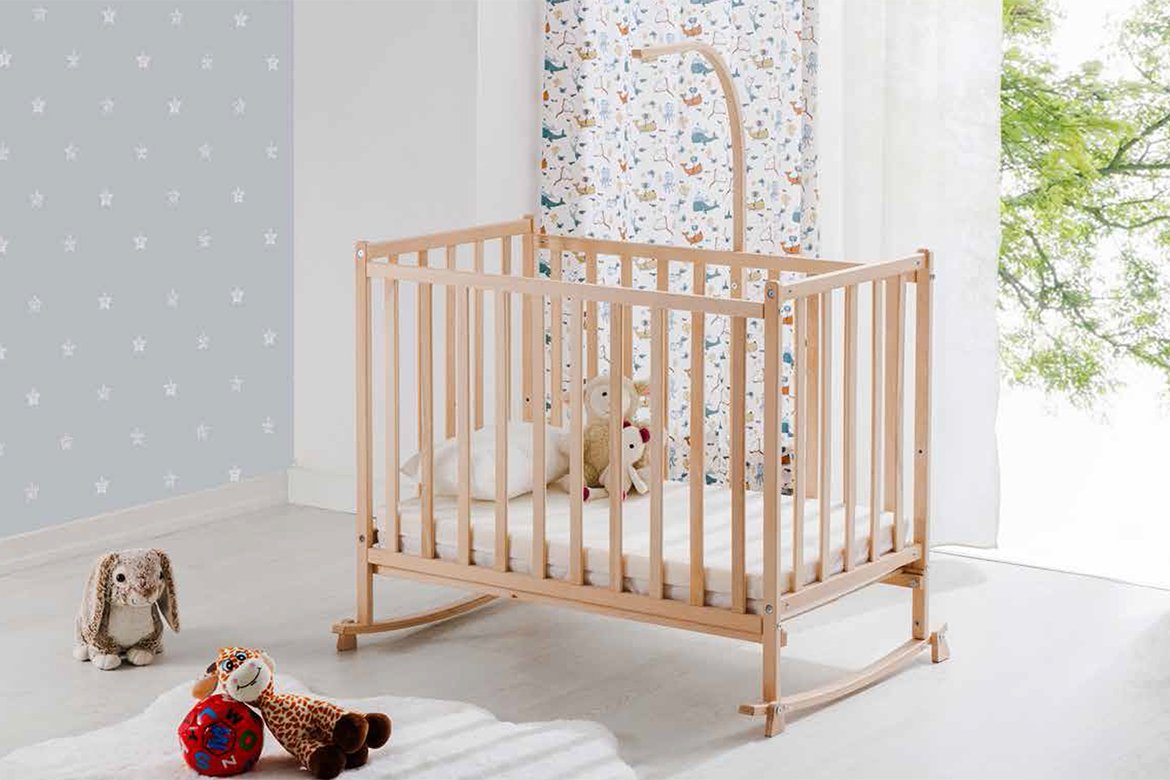 BabyWho Luna Natural Wooden Rocking Fixed Step Cradle 50×90