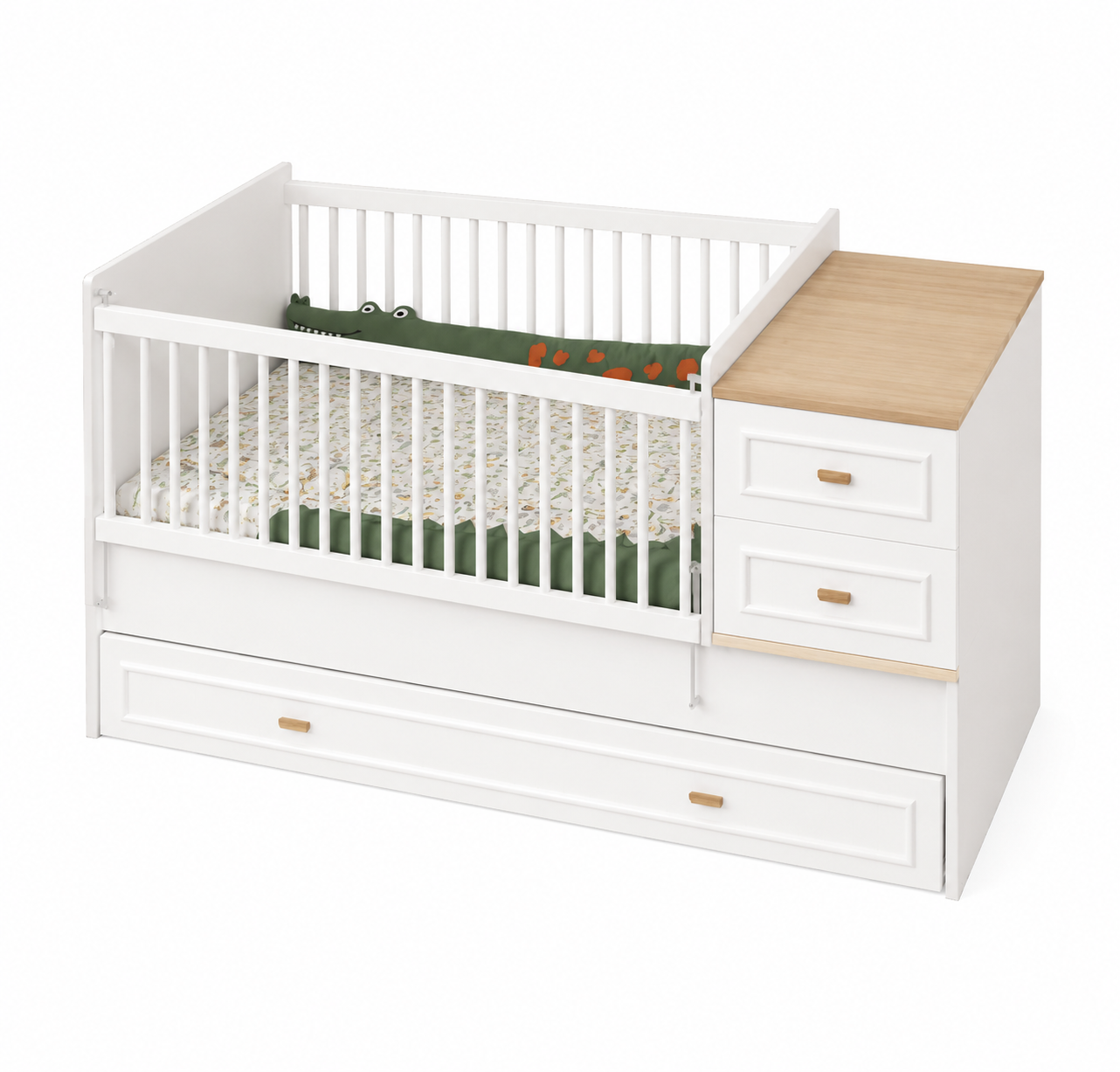 Almila Monte Convertible Baby Bed with pull-out bed