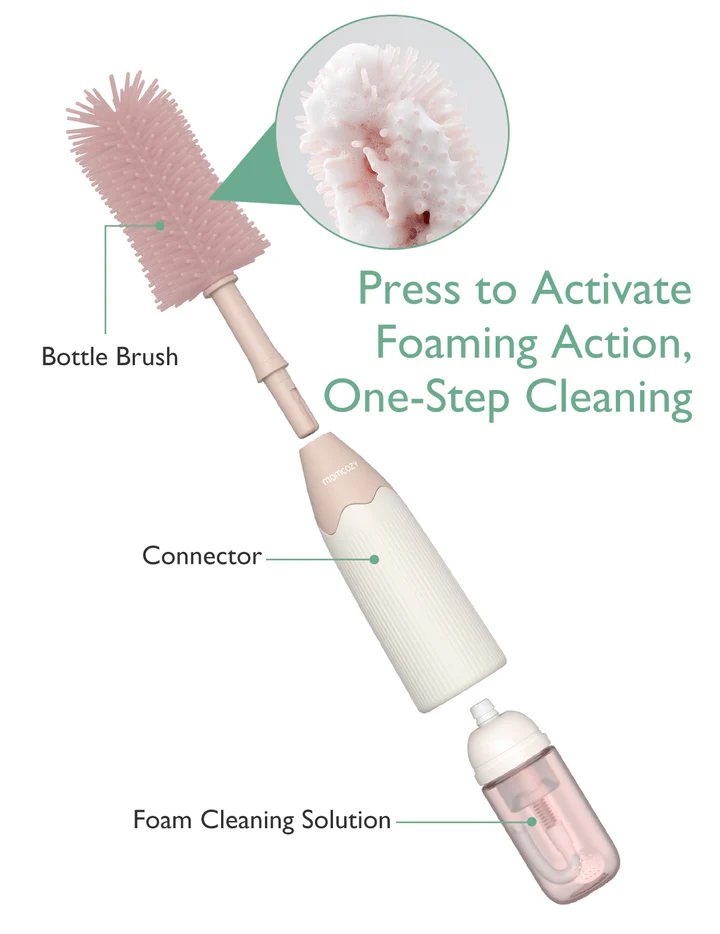 Momcozy Bottle Brush Kit, Innovative Push-Press Design for Better Cleaning – Pink product thumbnail 3