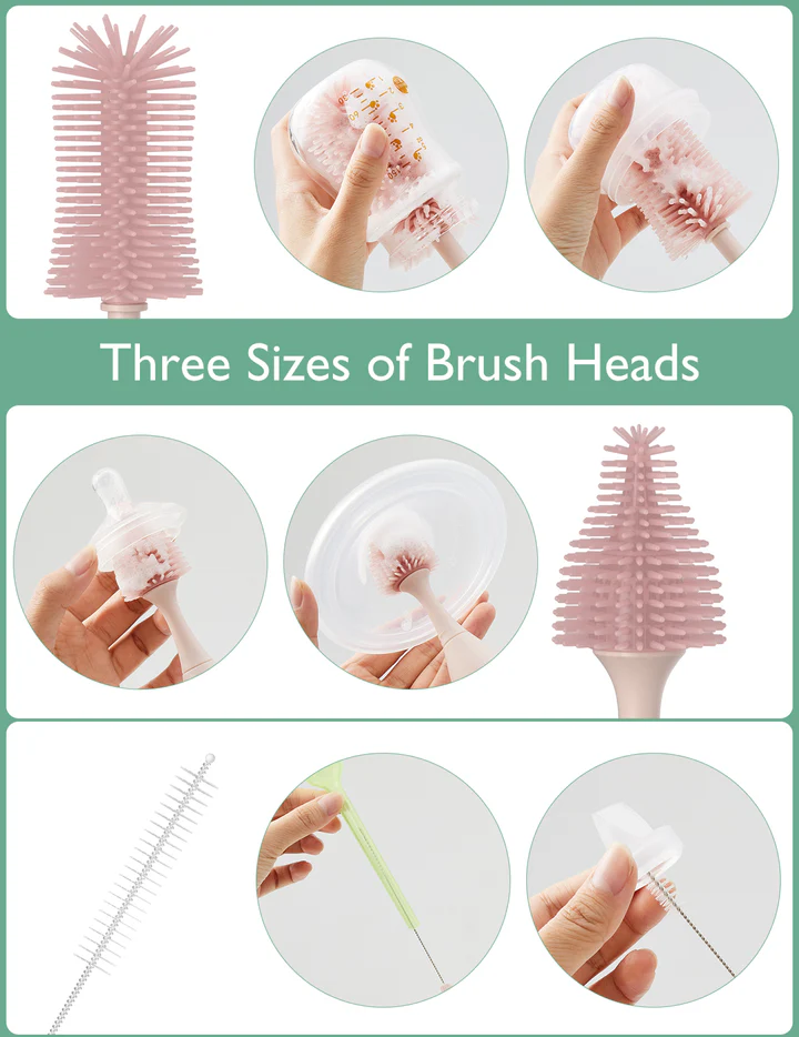 Momcozy Bottle Brush Kit, Innovative Push-Press Design for Better Cleaning – Pink product thumbnail 2