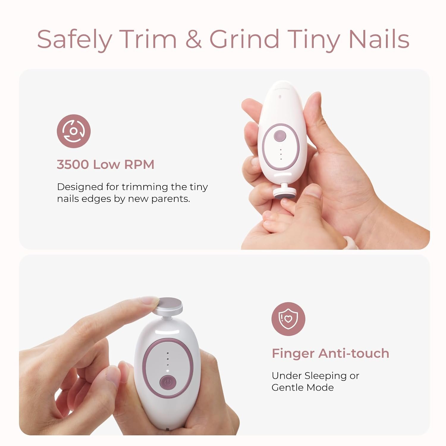 Momcozy Rechargeable Infant Electric Nail Trimmer – Pink Color product thumbnail 3