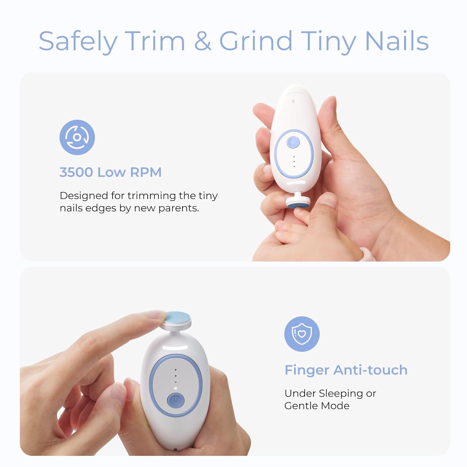 Momcozy Rechargeable Infant Electric Nail Trimmer – Blue Color product thumbnail 3
