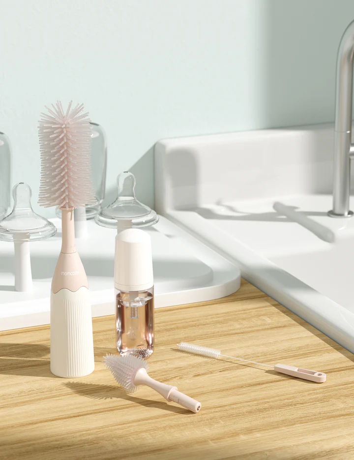 Momcozy Bottle Brush Kit, Innovative Push-Press Design for Better Cleaning – Pink product thumbnail 4