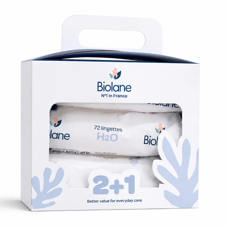 Biolane Baby H2O Wipes 72 Count x 2+1 Offer