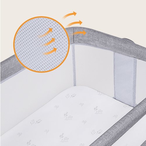 Lionelo Luna 2in1 Bedside Crib, Grey Concrete product thumbnail 10