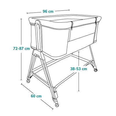 Lionelo Luna 2in1 Bedside Crib, Grey Concrete product thumbnail 12
