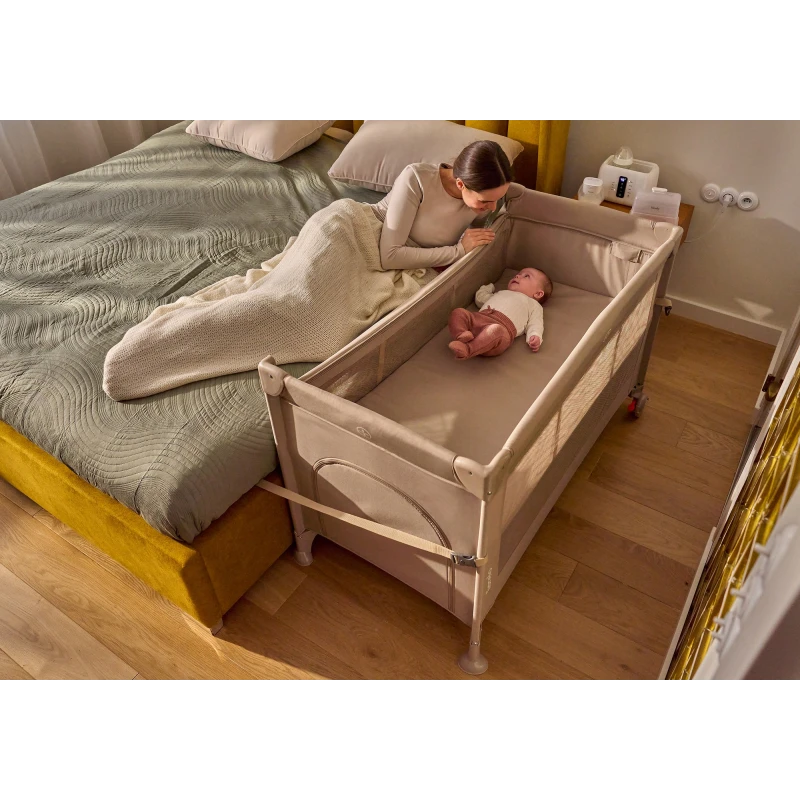 Lionelo Ellen 3-in-1 Travel Mother side Cot with 2 Height Levels, Black Carbon product thumbnail 9