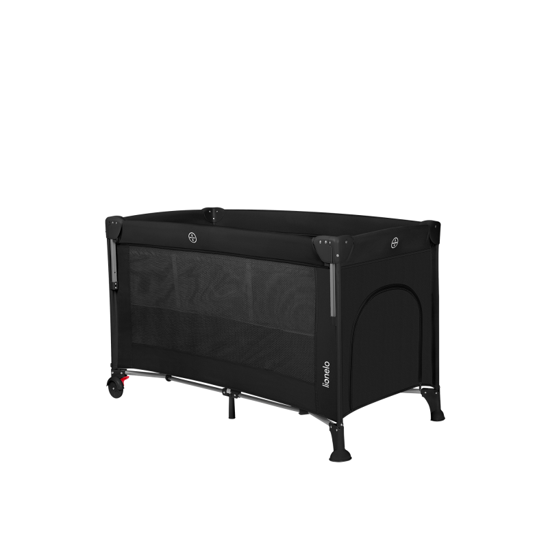 Lionelo Ellen 3-in-1 Travel Mother side Cot with 2 Height Levels, Black Carbon