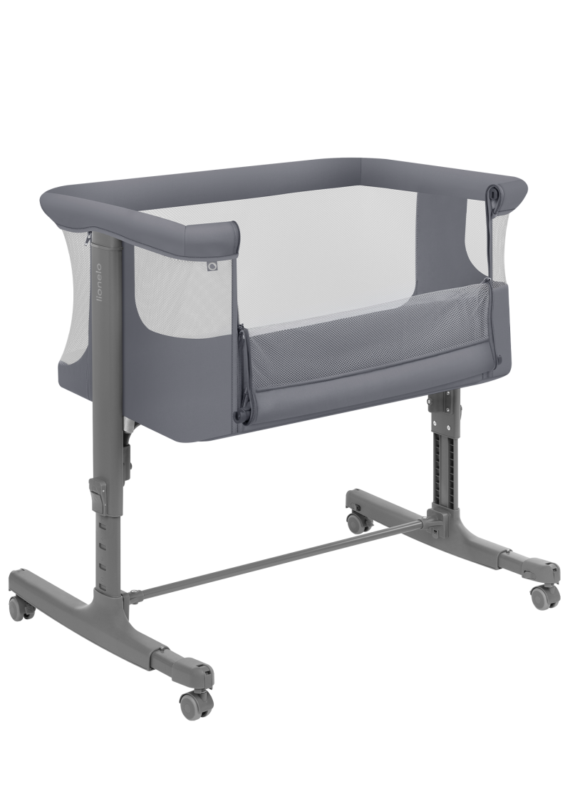 Lionelo Aurora Bedside Crib, Grey Monument
