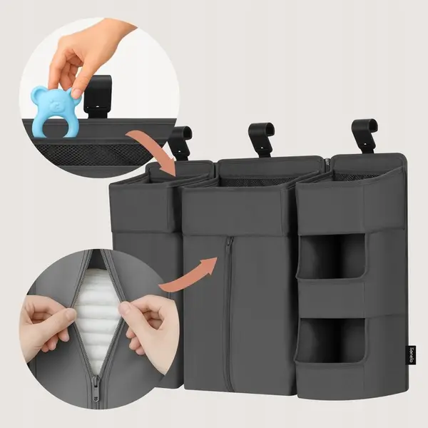 Lionelo Sidepocket Large Baby Organizer, Grey product thumbnail 3