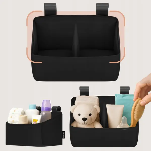 Lionelo Sidepocket Small Cot Organiser, Black product thumbnail 2