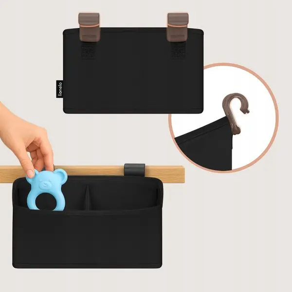 Lionelo Sidepocket Small Cot Organiser, Black product thumbnail 4