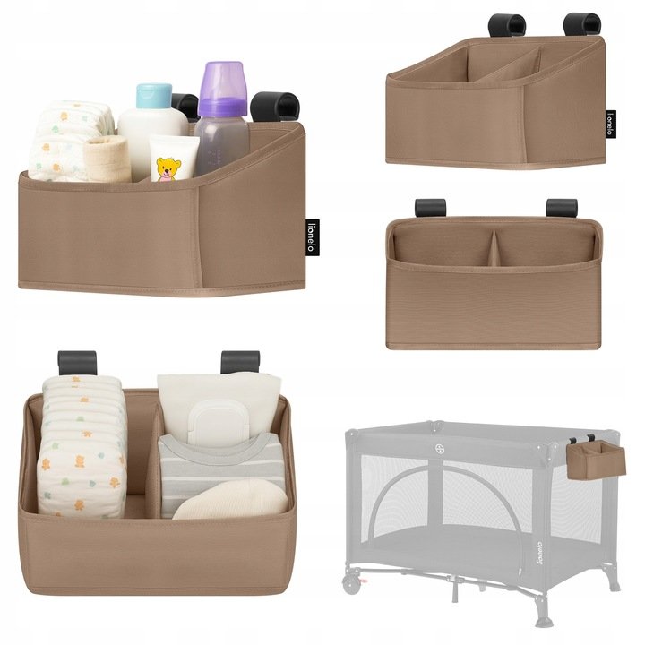 Lionelo Sidepocket Small Cot Organiser, Beige