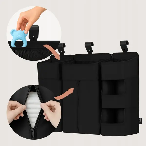 Lionelo Sidepocket Large Baby Organizer, Black product thumbnail 3