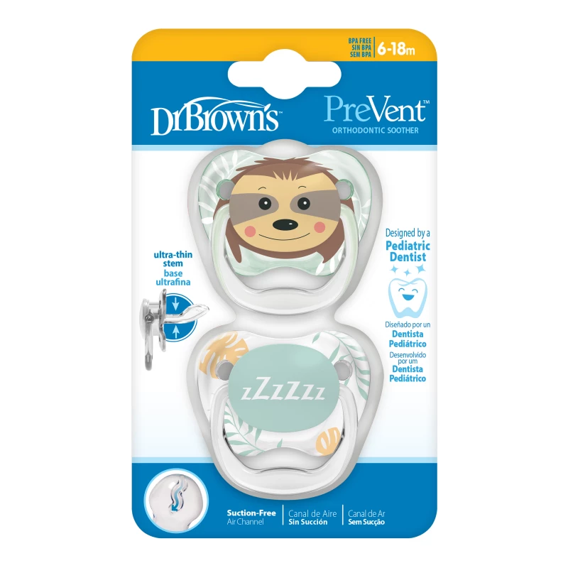 Dr. Brown's PreVent PRINTED SHIELD Soother - Stage 2, Green, 2-Pack