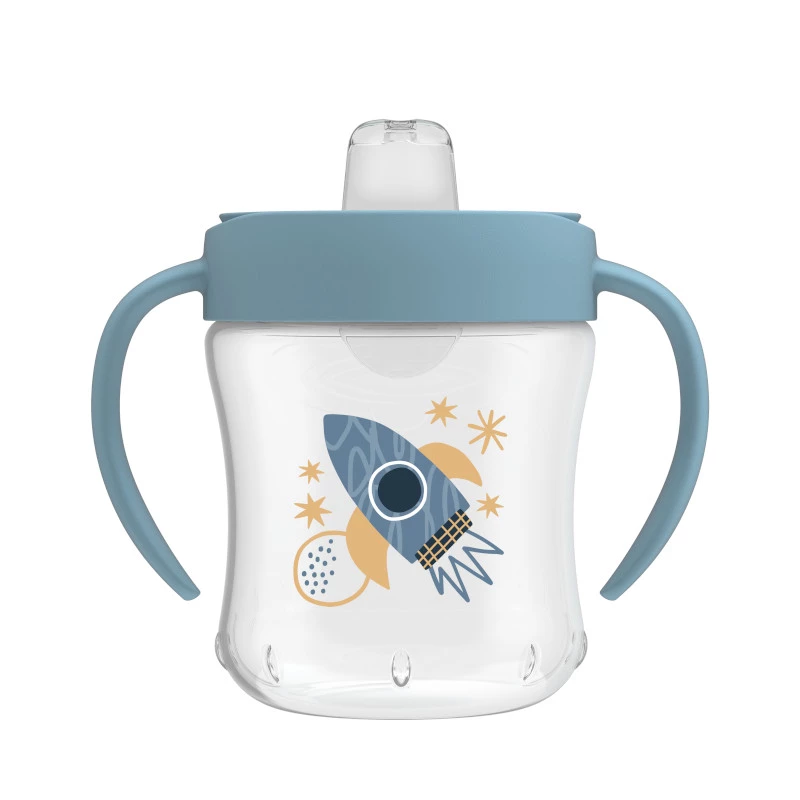 Dr. Brown's 6 oz/180 mL Soft-Spout Transition Cup with Handles, Rocket Ship (6m+), 1-Pack - Image 4